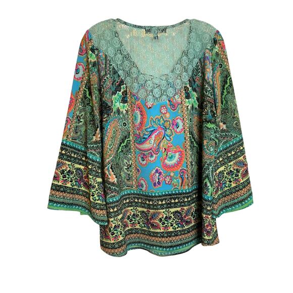 Anthropologie Olive Hill Multicolor Split Sleeve Tunic - Size M - Picture 2 of 9